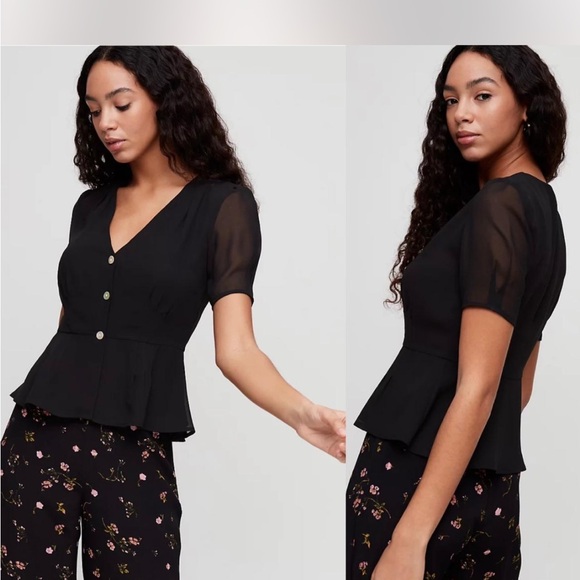NWOt Aritzia Wilfred Button-Front black  Blouse size 00 - Picture 1 of 6